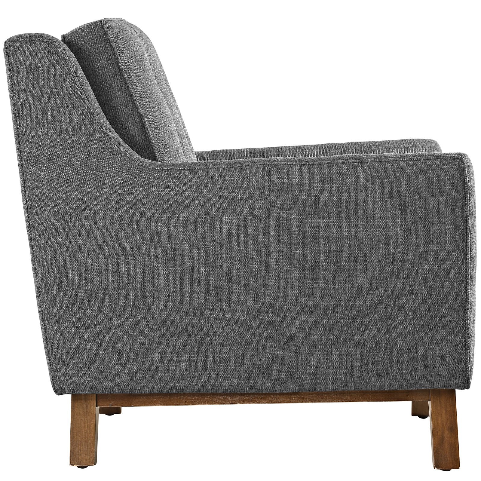 Modway Beguile Mid-Century Modern Accent Arm Lounge Chair With Upholstered Fabric In Gray